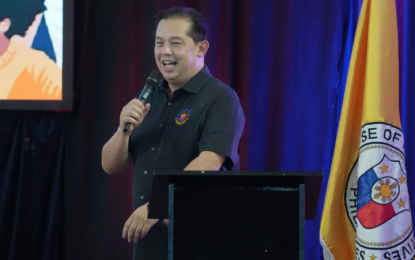 <p><strong>ACCESSIBLE HEALTHCARE</strong>. Speaker Martin Romualdez delivers his message during the launch of First Lady Louise "Liza" Araneta-Marcos' "Lab For All" program at People's Center in Tacloban City on Thursday (July 4, 2024). Romualdez said the First Lady’s health services delivery project provides free laboratory services, free x-ray, free consultation with specialists and free medicines for the Filipino community.<em> (Photo courtesy of the Speaker's office)</em></p>
<p> </p>