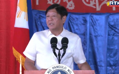 <p><strong>JOLO AIRPORT UPDATE.</strong> President Ferdinand R. Marcos Jr. announces the government's plan to upgrade the Jolo Airport, during the distribution of financial assistance to farmers, fisherfolk, and families at the Sulu Provincial Gymnasium in Patikul, Sulu on Friday (July 5, 2024). President Marcos said about PHP100 million has been set aside for the implementation of the project.<em> (RTVM screengrab)</em></p>
<p lang="en-US" style="margin: 0in; font-family: Calibri; font-size: 11.0pt;"><em> </em></p>