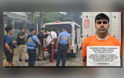 <p><strong>FUGITIVE ARRESTED.</strong> Personnel of Bacolod City Police Office-Police Station 6 arrest fugitive Joginder Geong, 40, at his rented residence in Santa Lucia Gardens Subdivision, Barangay Taculing, on Monday afternoon (July 8, 2024). Geong, who is involved in a string of criminal offenses in his home country, is using a fake Nepalese passport under the name “Kant Gupta.” <em>(Photos courtesy of Bacolod City Police Office)</em></p>