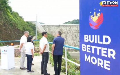 <p><strong>IRRIGATION</strong>. President Ferdinand R. Marcos Jr. leads the impounding process of the Upper Wawa Dam in Montalban, Rodriguez, Rizal on July 10, 2024. During the post-State of the Nation Address discussions on Tuesday (July 23, 2024), the Department of Budget and Management said the government has allocated PHP42 billion for 2025 to strengthen the country's irrigation system. <em>(File photo by RTVM)</em></p>