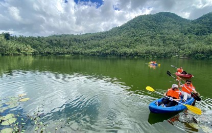 <p><strong>EMERGING TOURISM SITE.</strong> Visitors enjoy kayaking in the 28-hectare Water Nature and Adventure Park in Sitio Mahucdam, Barangay Capayahan, in Tubod town, one of the emerging tourism sites in Surigao del Norte province. In partnership with the city government of Surigao, the provincial government is working to transform the area from a simple starting point for neighboring islands into a vibrant destination filled with exciting new tourism offerings. <em>(PNA photo by Alexander Lopez)</em></p>