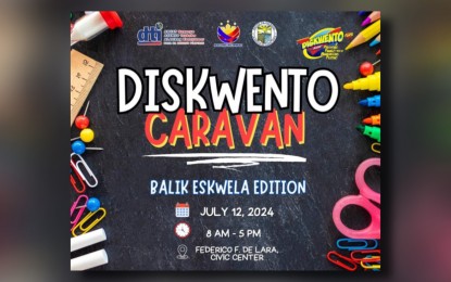 <p><strong>SCHOOL SUPPLIES CARAVAN</strong>. The poster of the  discount caravan scheduled in Solsona town, Ilocos Norte on July 12, 2024. The caravan, spearheaded by the Department of Trade and Industry, will be held in various establishments in Ilocos Norte province to allow parents buy cheaper school essentials for the incoming school year. (Photo courtesy of <em>Solsona LGU FB page)</em></p>