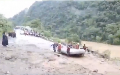 <p><strong>MISSING. </strong> At least 65 people are reported missing when landslides swept two buses into a river on Friday (July 12, 2024) in central Nepal.  Authorities said 12 people were also reported died due to massive rains that triggered flooding and landslides.<em> (Screengrab from Facebook)</em></p>