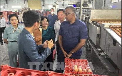 <p>The Singaporean working delegation visits Ba Huan high-tech poultry farm in the Mekong Delta province of Long An on July 12, 2024. <em>(VNA/VNS)</em></p>