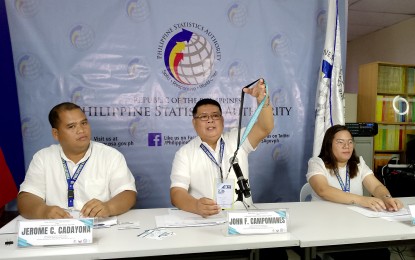 <p><strong>CENSUS.</strong> Philippine Statistics Authority-Negros Occidental chief statistical specialist John Campomanes (center), with senior statistical specialist Jerome Cadayona (left) and supervising statistical specialist Diesah Biaoco,  shows a sample of the identification card issued to field enumerators who will conduct the 2024 Census of Population and Community-Based Monitoring System from July 15 to Sept. 15. PSA deployed 2,332 personnel to undertake the POPCEN-CBMS in Negros Occidental, including Bacolod City. <em>(PNA photo by Nanette L. Guadalquiver)</em></p>