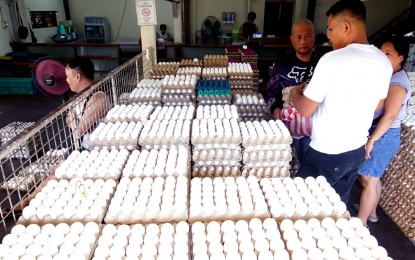 <p><strong>EGG PRICES.</strong> Medium eggs are sold at from PHP5.50 to PHP9 per piece at the Blumentritt Market in Manila on July 16, 2024. The Department of Agriculture on Wednesday (July 17) said the prices of eggs may possibly increase by 10 to 20 percent as school opening nears. <em>(PNA photo by Ben Briones)</em></p>