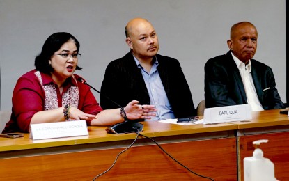 <p><strong>NEED FOR ENGINEERS</strong>. Department of Trade and Industry (DTI) Executive Director Ma. Corazon Dichosa, Electronics Industries Association of the Philippines, Inc. (EIAPI) president Earl Qua, and Semiconductors and Electronics Industries in the Philippines Foundation, Inc. (SEIPI) president Dan Lachica (left to right) during a press briefing at the DTI Office in Makati City on July 17, 2024. They encouraged students to explore a career path in the electronics industry, noting a declining interest among students in taking engineering courses. <em>(PNA photo by Ben Briones)</em></p>