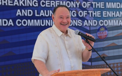 <p>RESILIENT METROPOLIS. Defense Secretary Gilberto C. Teodoro Jr. cites the need for a disaster-resilient Metro Manila during the ground-breaking ceremony of the Metropolitan Manila Development Authority (MMDA) Annex Building and its enhanced communications command center in Pasig City on Tuesday (July 16, 2024). He said various disaster risk reduction initiatives to protect the metropolis from natural and man-made calamities would ensure the safety and security of its residents. (Photo courtesy of DND)</p>