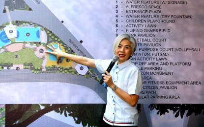 <p><strong>NEW PLAZA AZUL.</strong> Manila City Mayor Honey Lacuna presents the plan for the redevelopment of Plaza Azul as part of the "Green Green Green" program of the national government on Thursday (July 18, 2024). Metropolitan Manila Development Authority (MMDA) acting chair Artes said the redevelopment aims to convert the idle 8,000 square meters of land into a park that includes spaces for activities and green infrastructure. <em>(PNA photo by Yancy Lim)</em></p>