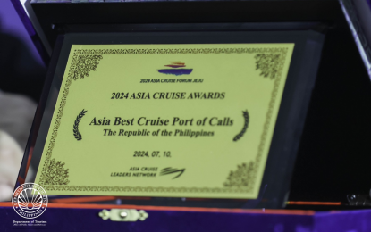 <p><strong>BEST PORTS OF CALL. </strong>The Philippines has won the prestigious Best Ports of Call 2024 award at the 10th Asia Cruise Awards in Jeju Island, South Korea last July 10, 2024. Earlier this week, the DOT also launched the cruise visa waiver, which eases the entry for visa-required foreign nationals vacationing on a cruise ship in the Philippines. <em>(Photo courtesy of DOT)</em></p>