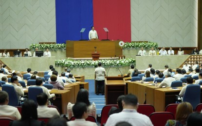 <p><strong>BUILDING BRIGHTER FUTURE.</strong> Speaker Ferdinand Martin Romualdez presides over the opening of the 3rd Regular Session of the 19th Congress at the House of Representatives on Monday (July 22, 2024). Romualdez urged his colleagues to build on the momentum of the past two regular sessions to continue building a brighter and more prosperous future for all Filipinos. <em>(Photo courtesy of Speaker's office)</em></p>