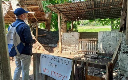 <p style="text-align: left;"><strong>ASF-FREE.</strong> The San Jose de Buenavista Municipal Agriculture Office validates a piggery for sentinelling on June 7, 2024. Dr. Marco Rafael Ardamil, chief of Antique Provincial Veterinary Office Public Health Division, said in an interview Tuesday (July 23) that the municipality of Sibalom is seeking to be reclassified under the pink from its current red zone in preparation for sentinelling. (<em>Photo courtesy of San Jose de Buenavista-MAO)</em></p>