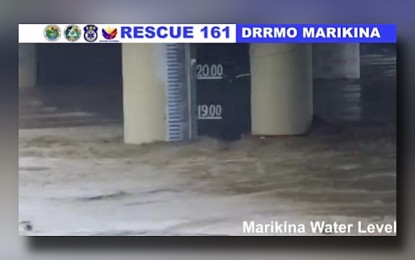 <p>Screenshot of Marikina River's water level<em> (Courtesy of Marikina City Rescue 161)</em></p>