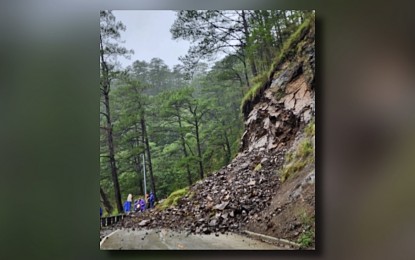 <p><strong>ROADBLOCKS</strong>. A landslide at the portion of the Tagudin-Cervantes road in Barangay Malaya, Ilocos on Tuesday (July 23, 2024). The Department of Public Works and Highways said one lane is already passable along this road and clearing operations continue as of <span dir="ltr">Wednesday morning</span> (July 24, 2024). <em>(Photo from DPWH-Ilocos Region)</em></p>