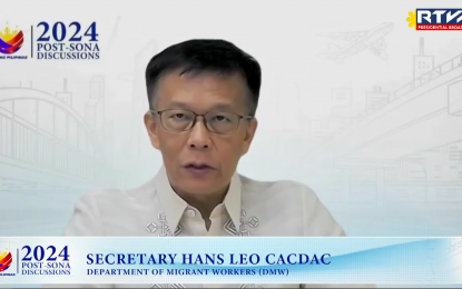 <p>Department of Migrant Workers Secretary Hans Leo Cacdac<em> (Photo from RTVM Facebook)</em></p>