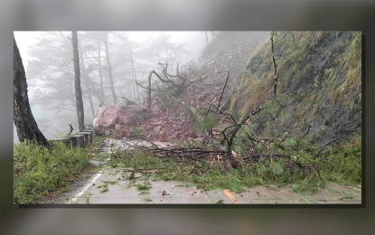 <p class="p2"><strong>LANDSLIDE</strong>. A portion of the Tagudin-Cervantes road in Barangay Malaya, Cervantes in Ilocos Sur was blocked by a landslide at around 11 a.m. on Thursday (July 25, 2024). Authorities said road clearing operations continue in all roads in the Ilocos Region affected by landslides and flooding as a result of the heavy rain caused by the southwest monsoon and Super Typhoon Carina. <em>(Photo courtesy of DPHW-1)</em></p>