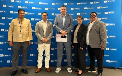 <p><strong>SOLIDARITY</strong>. Philippine Sports Commission chairman Richard Bachmann (center) with fellow officials during the "Change the Game: Global Ministerial Sports Conference" held at UNESCO headquarters in Paris, France on July 23, 2024. Bachmann affirmed the Philippines’ solidarity in promoting an inclusive and safe sporting atmosphere during the conference. <em>(Photo courtesy of PSC)</em></p>