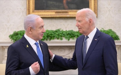 <p><strong>IN AGREEMENT. </strong> US President Joe Biden (right) meets with Israeli Prime Minister Benjamin Netanyahu at the White House in Washington, D.C., United States on July 25, 2024. Biden discussed with the Israeli leader the urgency of the Gaza ceasefire and hostage deal. <em> (Anadolu)</em></p>