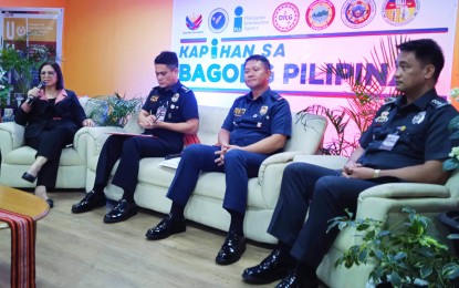 <p><strong>IMPROVEMENT</strong>. Department of the Interior and Local Government regional director Araceli San Jose (leftmost) briefs the media on Tuesday (July 30, 2024) about the programs, projects and activities being implemented to better service the people. She cited the rising number of local governments that pass the Seal of Good Local Governance. <em>(PNA photo by Liza T. Agoot)</em></p>