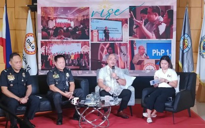 <p><strong>EASE OF DOING BUSINESS.</strong> Department of the Interior and Local Government (DILG) Western Visayas regional director Juan Jovian Ingeniero (third from left) shares the major programs of the agency during the Kapihan sa Bagong Pilipinas on Tuesday (July 30, 2024). He said the DILG is aiming for the full automation of the business permits and licensing system of all local government units (LGUs) in the region before the end of the President Ferdinand R. Marcos Jr.’s term. <em>(Photo by Perla G. Lena)</em></p>