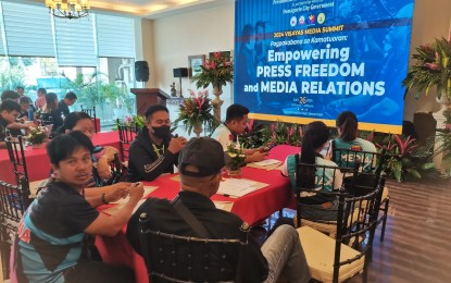 <p><strong>MEDIA SUMMIT</strong>. Members of the Fourth Estate in Negros Oriental attended a summit on July 26, 2024, on press freedom and safety. The Presidential Task Force on Media Safety and the Commission on Elections are working together on a proposal to protect the media covering the upcoming 2025 elections.<em> (PNA photo by Mary Judaline Flores Partlow)</em></p>
<p><em> </em></p>