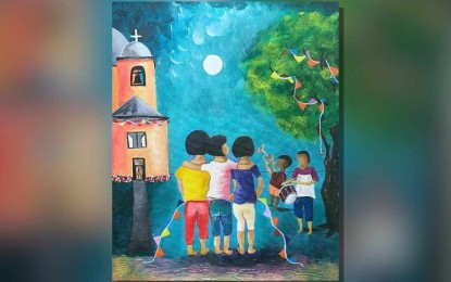 <p><strong>FUNDRAISING</strong>. A painting by Niña Ubaldo that will be included in a week-long exhibit to be staged by the BAtangueñong Grupo sa SIning at Kultura (BAGSIK) at the Creative Space Art Gallery, Makati Square in Makati City. The event to be held from Aug. 4-10, 2024 aims to raise funds for flood victims of Super Typhoon Carina in Batangas<em>. (Photo courtesy of Niña Ubaldo)</em></p>