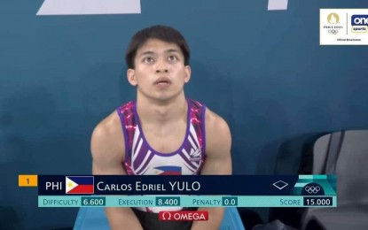 <p>Carlos Yulo <em>(Screenshot via One Sports)</em></p>