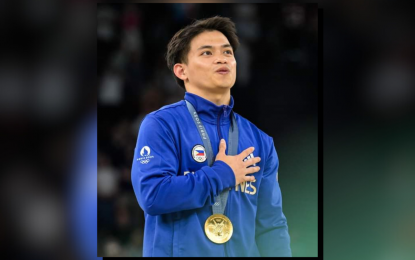 <p>Paris Olympics double gold medalist Carlos Yulo <em>(Photo courtesy of International Gymnastics Federation)</em></p>