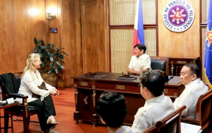 <p><strong>FAREWELL CALL.</strong> President Ferdinand R. Marcos Jr. receives outgoing Sweden Ambassador to the Philippines Annika Thunborg (left) at Malacañan Palace in Manila on Tuesday (Aug. 6, 2024). During the farewell call, Marcos thanked Thunborg for her contributions to improving the ties between the Philippines and Sweden.<em> (Photo from the Presidential Communications Office)</em></p>