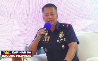 <p><strong>ACCOMPLISHMENTS.</strong> Police Regional Office-Caraga Region Director, Brig. Gen. Alan Nazarro, presents the command's accomplishments during the Kapihan sa Bagong Pilipinas forum in Butuan City on Tuesday (August 6, 2024). The achievements include the fight against insurgency, illegal drugs, loose firearms and illegal logging.<em> (Photo courtesy of PIA-13)</em></p>