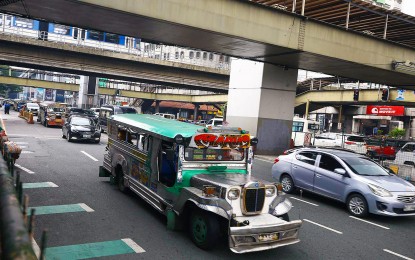 <p><strong>MODERNIZATION PROGRAM GOES ON.</strong> Traditional jeepneys still make up most of the public utility vehicles plying Aurora Boulevard in Quezon City on Aug. 1, 2024. Sans a directive from President Ferdinand R. Marcos Jr. and the Department of Transportation, the Public Transport Modernization Program will continue despite the filing of a resolution in the Senate seeking to temporarily suspend its implementation. <em>(PNA photo by Joan Bondoc)</em></p>