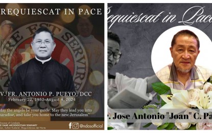 <p>Rev. Antonio P. Pueyo, DCC, and Rev. Fr. Jose Antonio Paez.<em> (File photos courtesy of DXMS-Cotabato)</em></p>