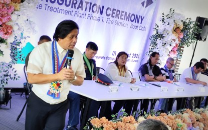 <p><strong>DELIVERING PROJECTS</strong>. Aurora Pacific Economic Zone and Freeport Authority president and chief executive officer Gil Taway IV during the inauguration ceremony of its sewage treatment plant phase 1 and fire station in Casiguran, Aurora on Aug. 1, 2024. This year, at least PHP115 million worth of projects will be completed in the ecozone. <em>(Courtesy of Apeco)</em></p>