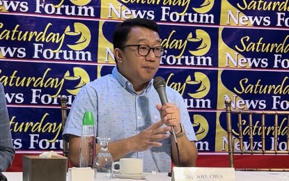 <p><strong>CALL FOR UNITY.</strong> Manila 3rd District Rep. Joel Chua guests at the Saturday News Forum (Aug. 10, 2024) at Dapo Restaurant in Quezon City. Chua reacted to Vice President Sara Duterte’s verbal attacks against the Marcos administration. <em>(PNA photo by Ruth Abbey Gita-Carlos)</em></p>