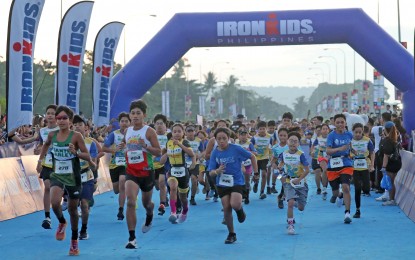 <p><strong>DASH.</strong> Youngsters take the spotlight during the IronKids duathlon in Davao City on Saturday (Aug. 10, 2024). Euan Ramos and Eleora Avanzado topped the 13-15 division.<em> (Contributed photo)</em></p>