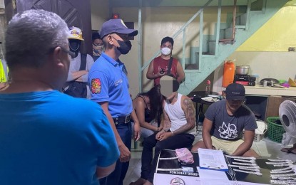 <p><strong>DRUG HAUL.</strong> Village chief Caesar Distrito (left) witnesses the police buy-bust that led to the arrest of two suspects and the recovery of PHP1.734 million worth of suspected shabu in Barangay Singcang-Airport Bacolod City on Sunday (Aug. 11, 2024). The police said the suspects were previously jailed for a similar offense<em>. (Photo courtesy of Barangay Singcang-Airport Bacolod)</em></p>