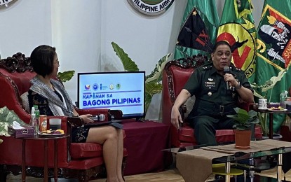 <div class="xdj266r x11i5rnm xat24cr x1mh8g0r x1vvkbs x126k92a">
<div dir="auto"><strong>ACCOMPLISHMENTS</strong>. Philippine Army's 9th Infantry Division commander Maj. Gen. Noe Alberto Peñafiel discusses their accomplishments and programs on internal security and territorial defense operations in Bicol's six provinces during the Kapihan Sa Bagong Pilipinas forum at Camp Angeles Elias in Pili, Camarines Sur on Tuesday (Aug. 13, 2024). The 9ID reported that a total of 2,174 members and supporters of communist groups surrendered and were captured or killed in 136 operations from 2022 to 2024. <em>(PNA photo by Connie Calipay)</em></div>
</div>