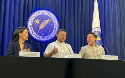 <p><strong>CABINET CLUSTER FOR EDUCATION</strong>. President Ferdinand R. Marcos Jr. has approved "in principle" the proposal to create a Cabinet cluster for education, Education Secretary Sonny Angara (center) says during a Palace press briefing on Tuesday (Aug. 13, 2024). Angara said the Cabinet cluster for education would pursue "positive interventions" for Filipino learners. <em>(PNA photo by Ruth Abbey Gita-Carlos)</em></p>