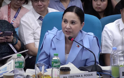 <p><strong>DTI BUDGET</strong>. Department of Trade and Industry (DTI) Acting Secretary Cristina Roque defends the agency's budget during the Committee on Appropriations' budget hearing at the House of Representatives on Wednesday (Aug. 14, 2024). The DTI is seeking a PHP10.599 billion budget for 2025. <em>(Screenshot from HOR YouTube channel)</em></p>