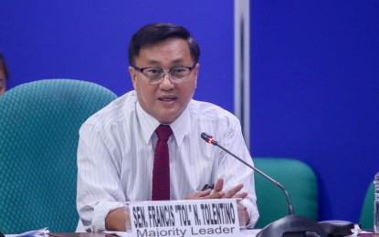 <p><strong>EXPANDED COMPENSATION.</strong> Senate Majority Leader Francis Tolentino says stricter regulations and better protocols could have prevented the oil spill off Bataan during the hearing of the Committee on Environment, Natural Resources and Climate Change on Aug. 14, 2024. Tolentino on Thursday (Aug. 15) said besides fisherfolk, fish vendors and other sectors of society affected by the oil spill should also receive compensation. <em>(Photo courtesy of Senate PRIB)</em></p>