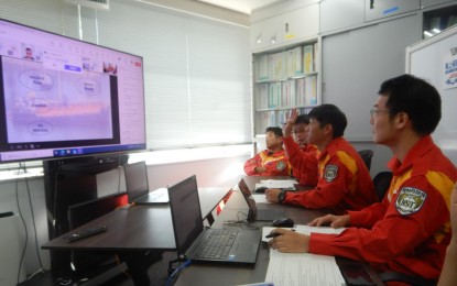 <p><strong>HELPING HANDS.</strong> Officers of the Japan Coast Guard hold a virtual meeting with the Philippine Coast Guard, the United States Coast Guard, and the National Oceanic and Atmospheric Administration regarding oil spill response assistance on Thursday (Aug. 15, 2024). M/T Terra Nova, carrying 1.4 million liters of industrial fuel, sank near the coast of Lamao Point in Limay, Bataan on July 25. <em>(Photo courtesy of the Japanese Embassy in Manila)</em></p>