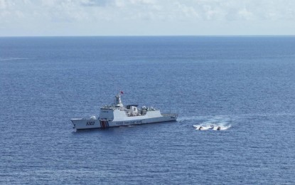 <p><strong>CHINESE SHIP.</strong> A ship of the Chinese Coast Guard with hull number 5303 deployed in the West Philippine Sea (WPS) in this undated photo. The Philippine Coast Guard on Friday (Aug. 16, 2024) asserted that the presence of their ships in Escoda Shoal is backed by international law and China's complaints were meant to distract from their "unlawful actions and aggressive behavior" in the WPS.<em> (Photo courtesy of PCG)</em></p>