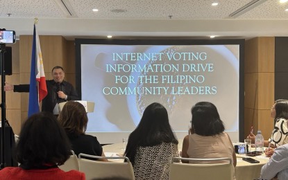 <p><strong>ONLINE VOTING.</strong> DFA-OVS chairperson Undersecretary Jesus Domingo during the online voting and counting system (OVCS) training and internet voting information drive in Barcelona, Spain in this undated photo. The Department of Foreign Affairs said preparations are ongoing for the implementation of online voting for overseas Filipinos for the upcoming 2025 national elections.<em> (Photo courtesy of DFA-OVS)</em></p>