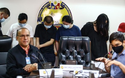 <p><strong>CYBERCRIME CULPRITS</strong>. The National Bureau of Investigation presents six Chinese nationals caught in the act of committing cybercrimes in Angeles City, Pampanga on Wednesday (Aug. 14, 2024). An operation to serve a warrant against three other wanted Chinese led to the arrest. <em>(PNA photo by Joan Bondoc)</em></p>