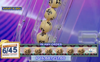 <p>WINNING NUMBERS. A screenshot of the winning numbers and the jackpot of the 6/45 Mega Lotto drawn on Friday (Aug. 16, 2024). A bettor from Cagayan province hit the pot. <em>(Screenshot from PCSO Facebook)</em></p>