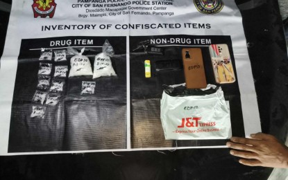 <p><strong>DRUG BUST.</strong> Police authorities account for over PHP1.7 million shabu seized in a buy-bust operation in Barangay San Jose, San Fernando City, Pampanga on Sunday (Aug. 18, 2024). Three high-value targets were arrested in the operation. <em>(Photo courtesy of Police Regional Office 3)</em></p>