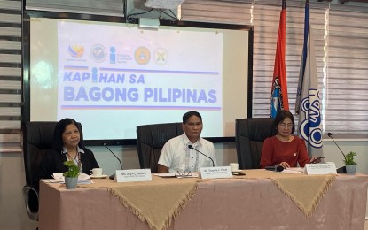 <p><strong>KAPIHAN SA BAGONG PILIPINAS</strong>. The Office of Civil Defense (OCD) 5 (Bicol) Director Claudio Yucot (center) provides updates on various programs and activities aimed at ensuring zero casualties in the region’s six provinces during calamities, during the 13th Kapihan sa Bagong Pilipinas at the OCD-5 office in Camp Simeon Ola in Legazpi City on Tuesday (Aug. 20, 2024). The OCD has PHP10 million in standby funds to procure non-food items for disaster-affected local government units in the region. <em>(PNA photo by Connie Calipay)</em></p>