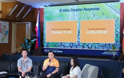 <p><strong>AID FOR CALAMITY VICTIMS.</strong> Office of the Civil Defense (OCD) 6 (Western Visayas) Director Raul E. Fernandez (center) says more than PHP161 million in aid were provided to families affected by the El Niño and the eruption of Mt. Kanlaon in the region, during the Kapihan sa Bagong Pilipinas on Tuesday (Aug. 20, 2024). He said the OCD is fully prepared to provide assistance for future calamities, such as the La Niña phenomenon. <em>(PNA photo by Perla G. Lena)</em></p>