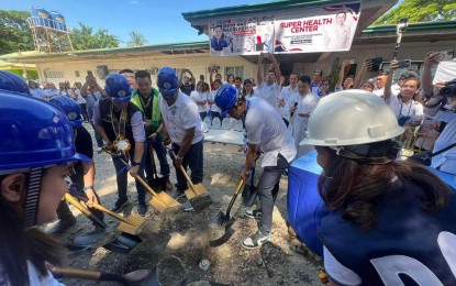 <p><strong>GROUNDBREAKING</strong>. Officials of the Department of Health and Anda town lead the groundbreaking ceremony for the super health center in Anda town, Pangasinan on Monday (Aug.19, 2024). The center will cater to around 42,000 residents of the island town.<em> (Photo courtesy of DOH Ilocos Region)</em></p>