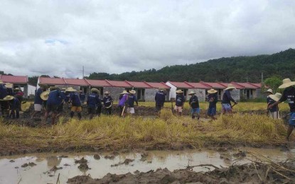 <p><strong>CASH-FOR-WORK.</strong> Farmer beneficiaries of the Risk Resiliency Program (RRP) of the Department of Social Welfare and Development (DSWD) in  Barbaza town, Antique province in this September 2023 photo. Mayor Roberto Necor said in an interview Wednesday (Aug. 21, 2024) that the Local Adaptation to Water Access (LAWA) and Breaking Insufficiency through Nutritious Harvest for the Impoverished (BINHI) project greatly benefited his constituents. <em>(Photo courtesy of Barbaza MSWDO)</em></p>